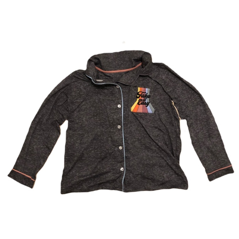 C&C California Button-Up Pajama, Size Medium, Gray